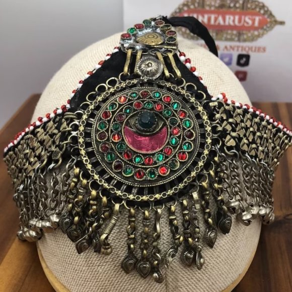 Vintage Headpiece Afghan headpiece, Hair Jewelry, Headpiece Jewelry, Tribal - Picture 7 of 7